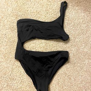 Black cut out one piece suit